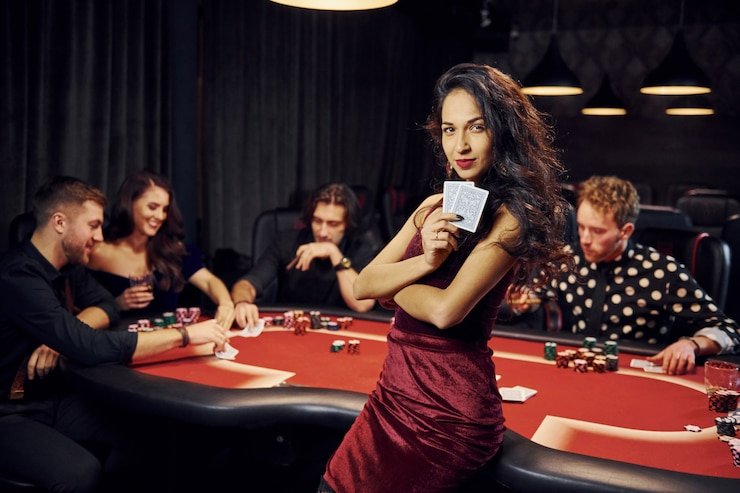 Poker chip stack and hand dealt at tiktak8togel